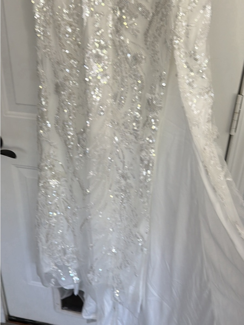 White Sequin Evening Dress - Picture 3 of 6